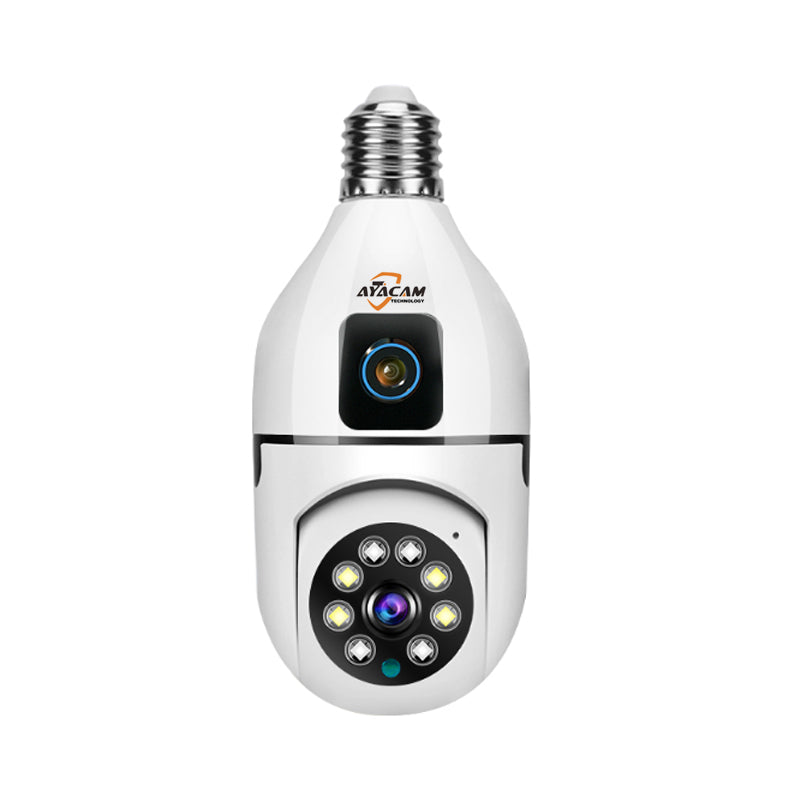 V380 Dual Lens Camera 4MP Smart Home PT Camera Powered by E27 Holder Indoor Lamp Dual Lens Camera
