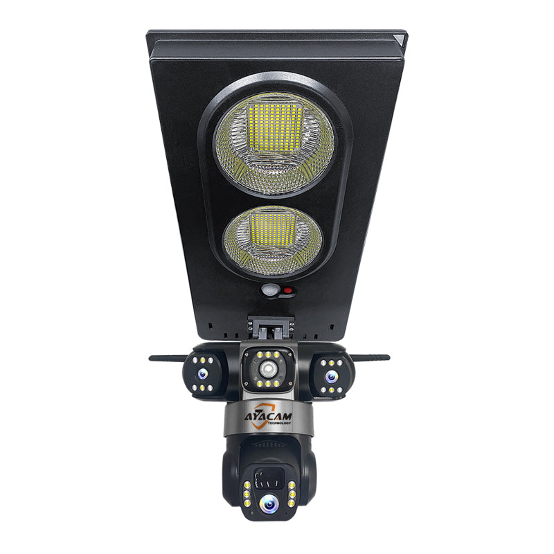 New V380 PRO 4G Solar Street Light Camera 6MP 3-lens PTZ 360° Home Security System Wireless 4G Two-Way Audio CMOS Panel CCTV