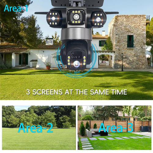 New V380 PRO 4G Solar Street Light Camera 6MP 3-lens PTZ 360° Home Security System Wireless 4G Two-Way Audio CMOS Panel CCTV