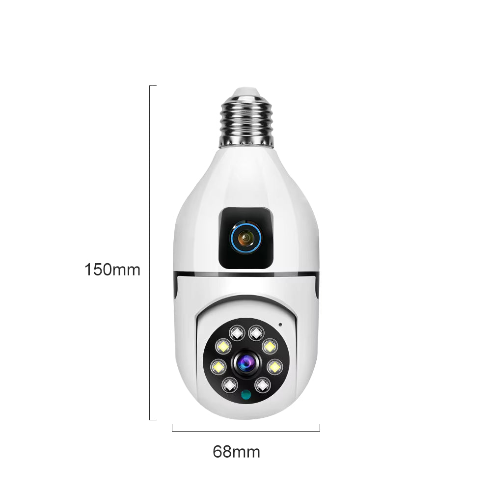 V380 Dual Lens Camera 4MP Smart Home PT Camera Powered by E27 Holder Indoor Lamp Dual Lens Camera